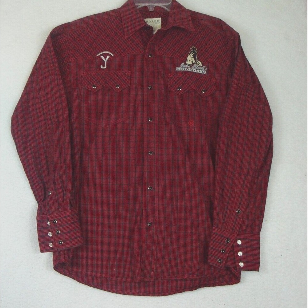Ropers Western Shirt  Mens Small Pearl Snaps Jake Clark's Mule Days Long‎ Sleeve